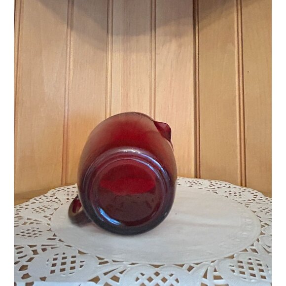 Vintage Anchor Hocking Ruby Red Glass Creamer Small Jug Pitcher - Picture 6 of 7